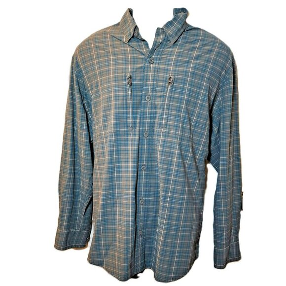 Duluth Trading Co Men's M Green Plaid Nylon Spandex Shirt Long Sleeve Outdoor - Picture 6 of 6